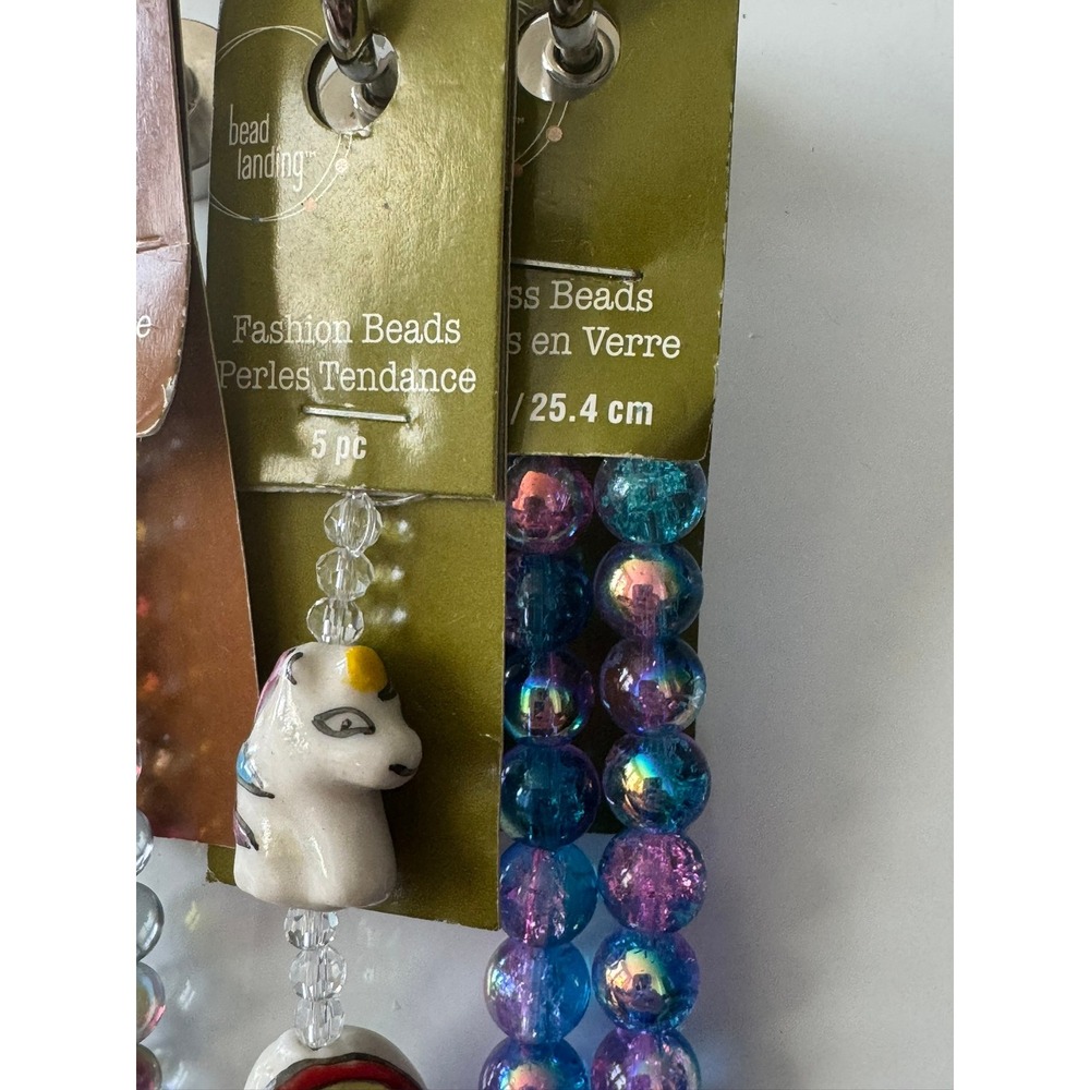 Bead Landing Glass Beads Bundle Unicorn Rainbow Iridescent Blue Purple 3 Strands - Picture 7 of 10